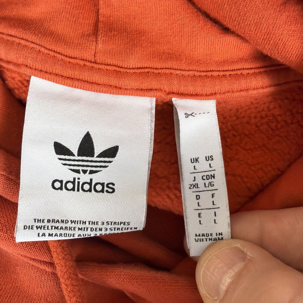 Adidas Originals Hoodie Mens L Rust Red Essentials Trefoil Pullover Sweatshirt - Picture 4 of 10